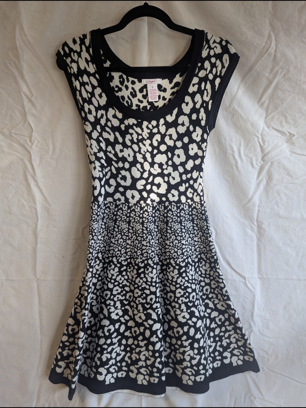 Candie's sz S Black and White Leopard Print Knit Dress